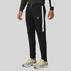Pantalon de survêtement sport bleu quatre directions avec bande latérale, logo personnalisable, impression HD, délavage coloré, 100 % polyester, séchage rapide, tailles homme M/L/XL - Product Image 5