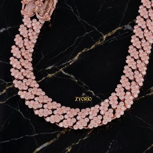 Luxury Rose Gold Cluster Diamond <b>Chain</b> Necklace for Men Women Iced Out CZ Stone Statement Hip Hop Jewelry - Product Image 2