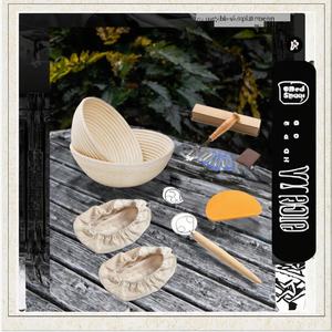 ชุดอุปกรณ์สำหรับการหมักขนมปังซาวโดว์แบบมืออาชีพ, ตะกร้าหวายธรรมชาติรักษ์โลกพร้อมแผ่นรองและที่ขูดแป้ง - Product Image 4