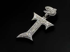 Colgante con Letra Inicial T Personalizada, Corte Baguette, VVS1, Diamantes Cultivados en Laboratorio, Plata 925, Oro Sólido 10K, Estilo Hip Hop, Oro Blanco, Joyería con Diamantes - Product Image 3