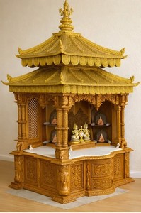 Autel Catholique en Bois de Teck Fait Main et Personnalisé avec Finition Antique et Design Sculpté à la Main, Meuble de Salon pour la Maison, États-Unis - Product Image 5