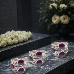 แหวนเงินสเตอร์ลิงสำหรับทุกเพศดีไซน์ชาติพันธุ์พลอยคอรันดัมเหมาะสำหรับงานแต่งงานงานหมั้นปาร์ตี้ - Product Image 3