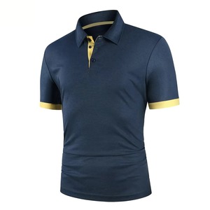 Polo tendance, respirant, manches courtes, impression de logo personnalisée de haute qualité, matière en coton foncé, polo pour homme - Product Image 5