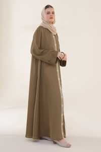 Dubai Hot <b>Flared</b> Cuff Bag Long Sleeve Casual Dress for Muslim Women Modest Breathable Solid Color Abaya Dubai Beads - Product Image 2
