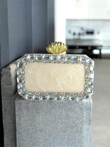 Resin Clutch Bag for Women with Intricate Stone Work & Golden Lotus Knob Party nikah <b>wedding</b> Purse handcrafted resin clutch - Product Image 2