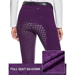 Pantalones de equitación para mujer, personalizables, estampados, transpirables, ligeros, de secado rápido, antideslizantes, de cintura media, largos, con cierre de botones - Product Image 3