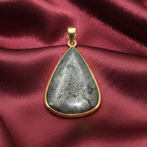 Pendentif unique en marcassite couleur or rose et or jaune, forme poire, cabochon, bijou fait main, cadeau de caractère pour elle - Product Image 3