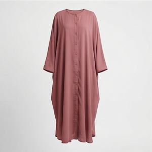 ชุดเดรสอิสลามแบบเรียบง่าย สีพื้น ย้อมสีตามสั่ง ดีไซน์ทันสมัย แฟชั่นเสื้อผ้ามุสลิม อบายะ คาฟตัน - Product Image 1