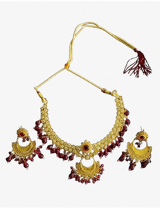 Conjunto de collar tradicional de alta calidad con acabado dorado y aretes, colección para bodas y festivales, para mujeres. - Product Image 3