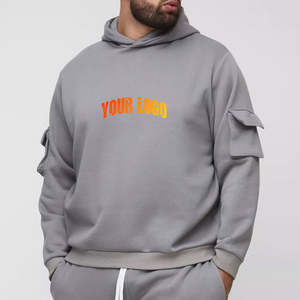 Nuevas Sudaderas con Capucha para Hombre, 100% Algodón, Color Gris Personalizado, Manga Larga con Bolsillos, Hombros Caídos, Modelo 2026 - Product Image 6