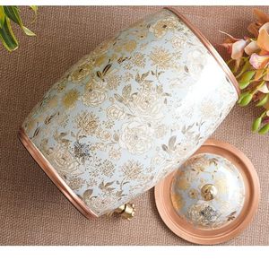 Distributeur d'eau en cuivre avec motif floral doré et robinet pour usage domestique - Product Image 6
