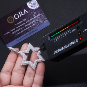 SHRAMAN DIAMOND Collar con Colgante de Plata de Ley 925 Chapado en Oro con Moissanita y Escudo de Estrella de David para Unisex, Lujoso para Fiestas - Product Image 4