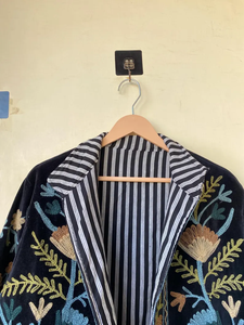 Veste kimono en velours de coton 100% faite à la main |   Automne/Hiver Respirant Écologique Anti-rides Séchage rapide Col rond matelassé - Product Image 3
