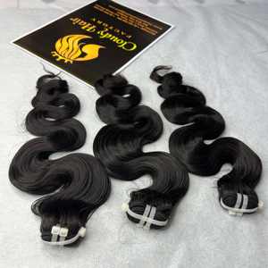 Mechones de cabello humano ondulado de alta calidad, venta al por mayor de fábrica, extensión de cabello humano Remy, Color negro Natural, tamaño de 30 pulgadas 10A - Product Image 1