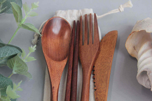 Juego de Cubiertos Desechables Personalizados, Modernos, Ecológicos, de Madera, Utensilios de Cocina, Cuchara para Ensalada, Cubertería de la India - Product Image 3