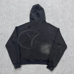 Sudadera con Capucha de Forro Polar Grueso 2026 para Hombre, Estilo Lavado Ácido con Pedrería, Ajuste Oversize - Product Image 4