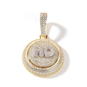 Colgante Circular de Lujo con Incrustaciones de Moissanita VVS1 de 12 Quilates, 2x2 Pulgadas, Chapado en Oro sobre Plata, Joyería Hip Hop con Brillo de Diamantes - Product Image 5