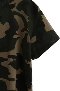 Custom Women’s <b>Distressed</b> Crop T-Shirt Short Sleeve Camouflage Print Summer <b>Top</b> - Product Image 6