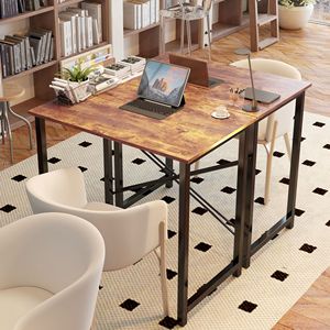 Modern Small Office <b>Desk</b> with <b>Storage</b> Bag and Iron Hook Rust Finish - Product Image 4
