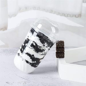 Gobelets à café en plastique PET jetables en forme de U avec couvercles, imprimés avec un logo personnalisé, gobelets en plastique transparents pour emporter - Product Image 5