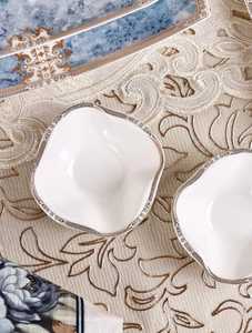 Blue 10-Piece Premium Snack <b>Set</b> | Textured Ceramic <b>Dinnerware</b> Serving <b>Set</b> with 2 Large Platters <b>6</b> Quarter Plates and 2 Dip Bowls - Product Image 6