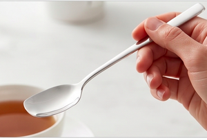 Cuillère minimaliste en acier inoxydable avec finition polie miroir pour la table à manger, la cuisine et l'hôtellerie - Product Image 5
