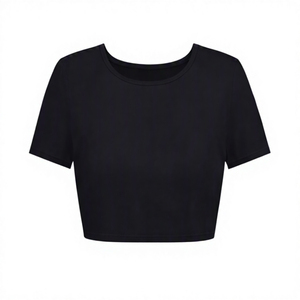 Custom Cotton Oversize Blank Plain <b>White</b> Slim Fitting Crop Top t Shirts Athletic <b>Sports</b> Gym Cropped Tee <b>Tshirt</b> Women - Product Image 5