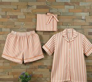 ชุดนอนผ้าฝ้ายลายทางสีส้มสำหรับผู้หญิง ลายเสือสุดเซ็กซี่ ชุดนอนขาสั้นพิมพ์ลายด้วยมือ เนื้อผ้านุ่มสบาย - Product Image 5