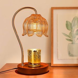 Black Electric Candle Warmer Lamp With Adjustable Brightness For Indoor Aromatherapy Use Wooden Base Tabletop Light Decoration - Product Image 5