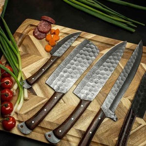 Premium Handmade Damascus Steel Chef <b>Knife</b> <b>Set</b> Hammered Finish Kitchen <b>Knives</b> with Wooden Handles OEM ODM Factory - Product Image 6