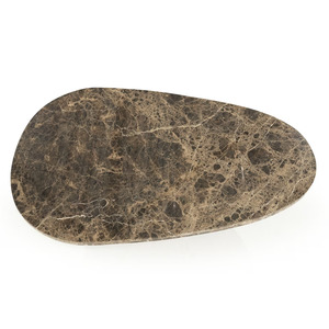 Modern Oval Natural Grain Curve Edges <b>Marble</b> Top <b>Coffee</b> <b>Table</b> With Solid Mango Wooden Brown Finish Base Living Room Furniture - Product Image 3