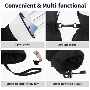 Waterproof Winter Ski <b>Gloves</b> Thermal Insulated Snow <b>Gloves</b> <b>Touchscreen</b> Leather Palm Outdoor Snowboarding Hiking <b>Gloves</b> Custom - Product Image 3