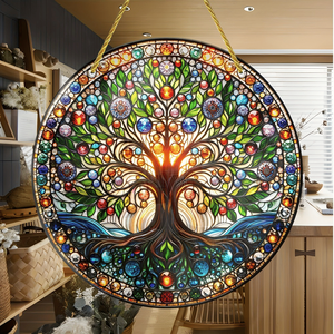 CIFbuy Decorazione da Parete in Acrilico con Bordi Lisci per Interni ed Esterni, Design Colorato Albero della Vita in Vetro Colorato per Decorazioni in Cristallo - Product Image 3