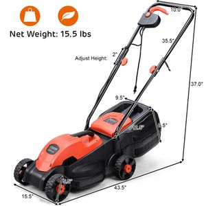 Tagliaerba Elettrico Leggero da 13 Pollici, 15,5 Libbre, con Contenitore di Raccolta Erba da 8 Galloni, 3 Altezze di Taglio Regolabili, Alimentazione Diesel - Product Image 6