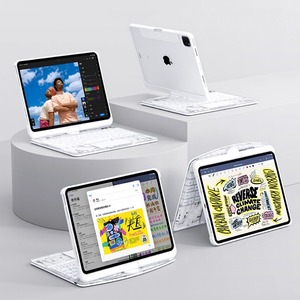 คีย์บอร์ดใส Afimo สำหรับ <span class=keywords><strong>iPad</strong></span> รุ่นที่ 10 และ <span class=keywords><strong>iPad</strong></span> รุ่นที่ 11 ชิป A16 พร้อมเคสคีย์บอร์ดหมุนได้ 360 องศา สไตล์ไซเบอร์พังก์สุดเท่ห์ - Product Image 1