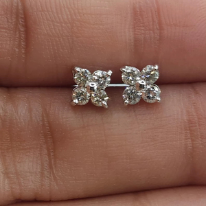 Pendientes de Oro de 14 Quilates con Diamantes Cultivados en Laboratorio de 0.35 Ct, Diseño de Trébol con 8 Piedras, Joyería Fina Minimalista, Regalo de Boda para Mujer - Product Image 1