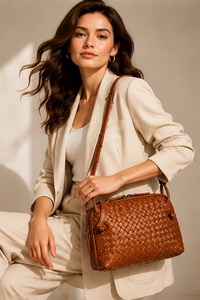 Sac bandoulière Gravs tendance en cuir véritable tressé, style bohème anglais, sacoche de luxe artisanale pour appareil photo, sac à bandoulière pour femme - Product Image 2