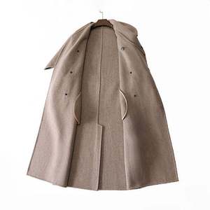 Manteau long élégant en coton et laine, veste d'hiver, coupe ajustée, trench-coat tendance, vêtements décontractés pour femmes - Product Image 5