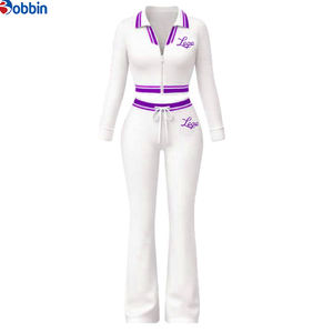 Conjuntos de Otoño para Mujer con Logotipo Personalizado, a la Moda, con Top Corto de Media Cremallera, Cuello Polo, Chándal, Top de Manga Larga con Cremallera, Conjunto de 2 Piezas para Mujer - Product Image 3