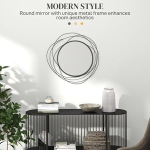 Miroir rond moderne en métal de 25,6 pouces pour mur, design contemporain pour la décoration du salon, de la chambre à coucher et de la salle à manger - Noir - Product Image 4
