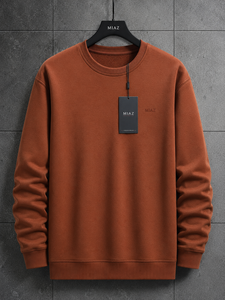 เสื้อสเวตเชิ้ตคอกลมผู้ชาย MIAZ ทรงปกติ สีดำล้วน สวมใส่สบาย สไตล์ลำลอง เหมาะสำหรับฤดูหนาว แห้งเร็ว ไม่หดตัว - Product Image 5