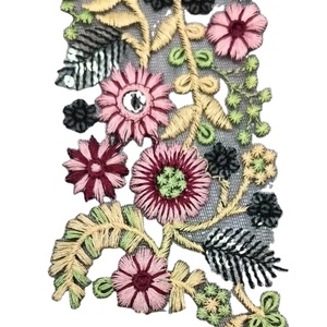 Elegante encaje bordado floral negro intrincado detalle para vestidos de novia sofisticados ropa de noche de negocios Zapatos Ropa - Product Image 1