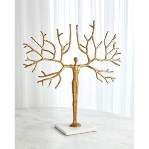 Objeto Decorativo de Aluminio Plateado con Base de Madera, Árbol de la Vida, Piezas Decorativas para Mesa, Adornos para Navidad y Festividades - Product Image 5