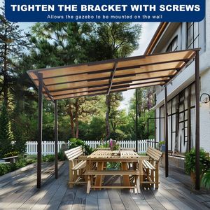 Pergola extérieure robuste 10 x 10, auvent mural en métal, grande auventeuse pour terrasses et jardins - Product Image 4