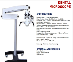 Microscopio Quirúrgico Dental Inclinable con Monitor y Brazo Ajustable, Blanco, Certificado CE, Eléctrico - Product Image 4