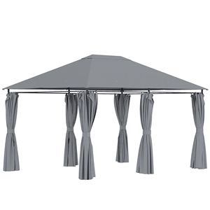 Gazebo con Telaio in Acciaio 13x10 con 6 Pareti Laterali in PVC Rivestito in PE Grigio per Giardino e Cortile - Product Image 1