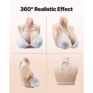 Prothèses mammaires en silicone, bonnet H, décolleté haut, réalistes, ivoire, 'fausses poitrines' pour travestis, transgenres, cosplay, drag queen - Product Image 5