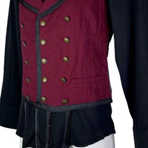 <b>GOTHIC</b> MEN'S WHOLESALE BURGUNDY RETRO VICTORIAN PIRAT STEAMPUNK VEST VAMPIRE STYLE OEM ODM - Product Image 6