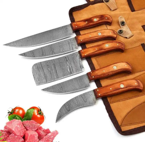 Juego de cuchillos de cocina de acero de Damasco de 5 piezas con mangos de madera, cuchillas afiladas hechas a mano de 67 capas para carne, frutas y verduras - Product Image 1