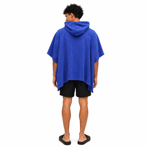 Sudadera Oversize para Hombre Azul Rey de Manga Corta, Tejido French Terry, Corte Holgado, Hombro Caído, Bolsillo Canguro, Logotipo Personalizado, Estilo Urbano, OEM - Product Image 3